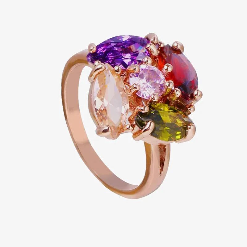Zirconia Cocktail Ring - Rose Gold