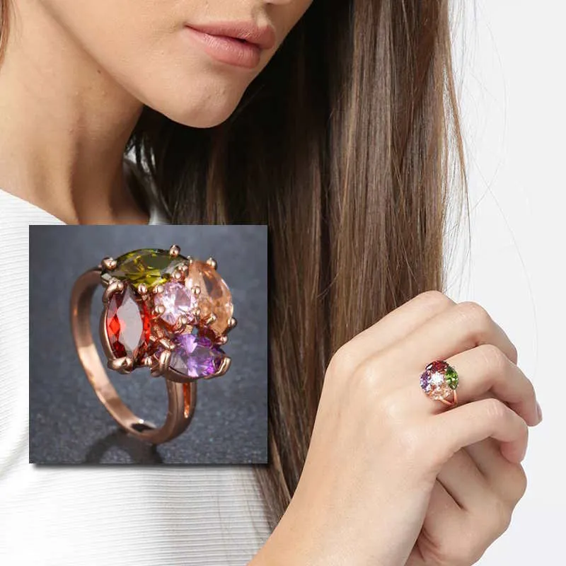 Zirconia Cocktail Ring - Rose Gold