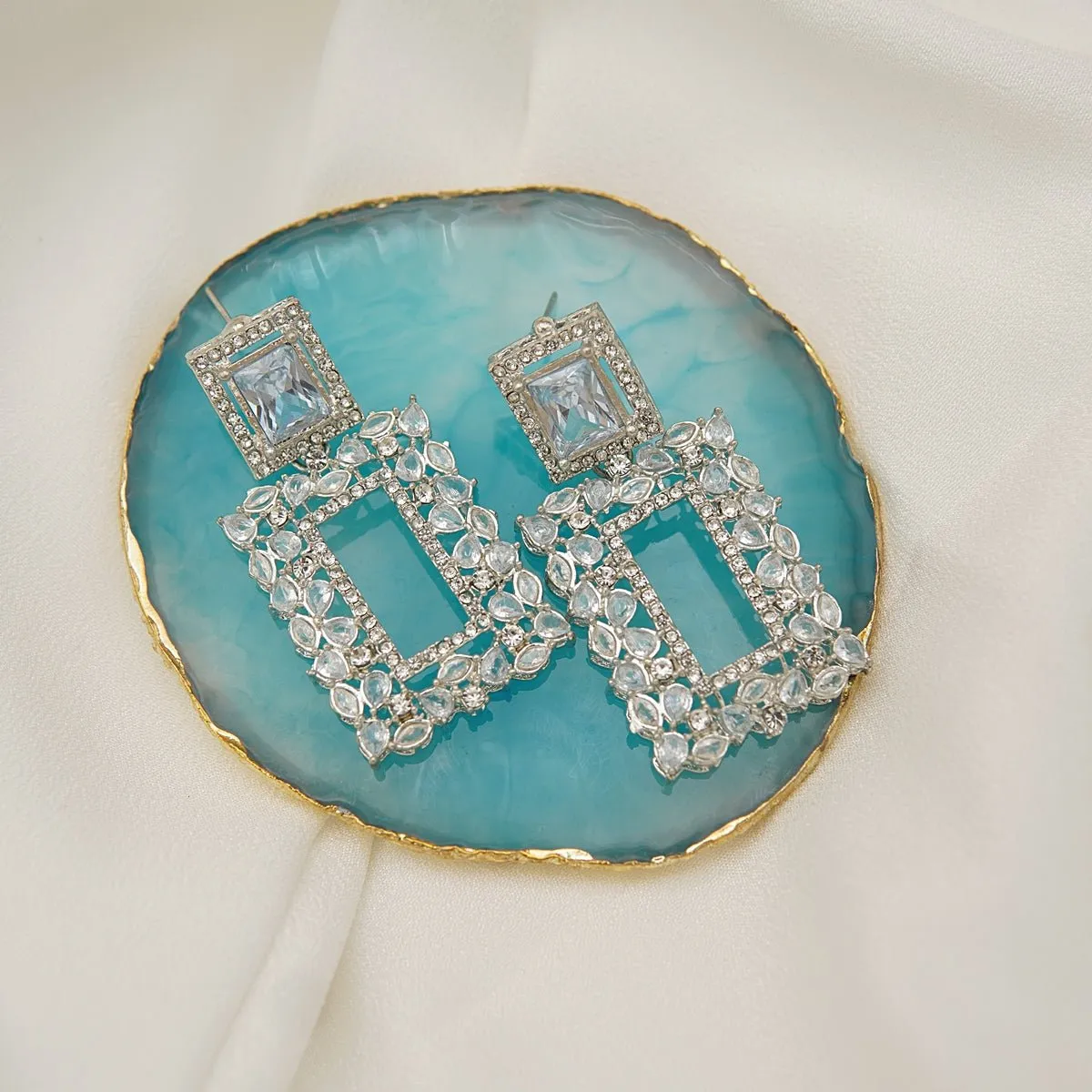 Zircons Square Bali Earrings