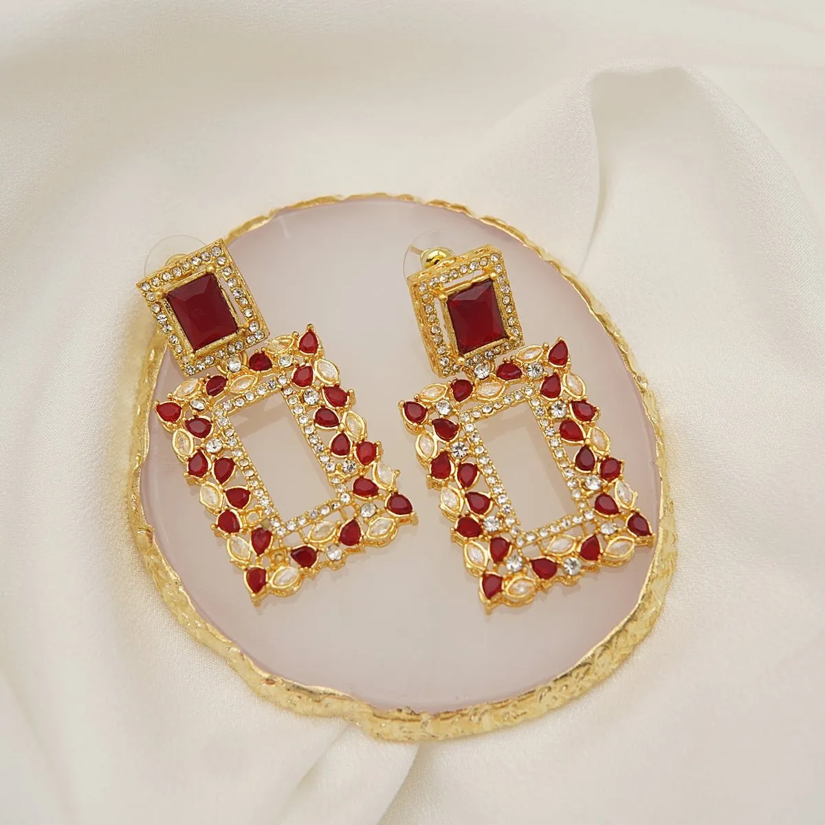 Zircons Square Bali Earrings