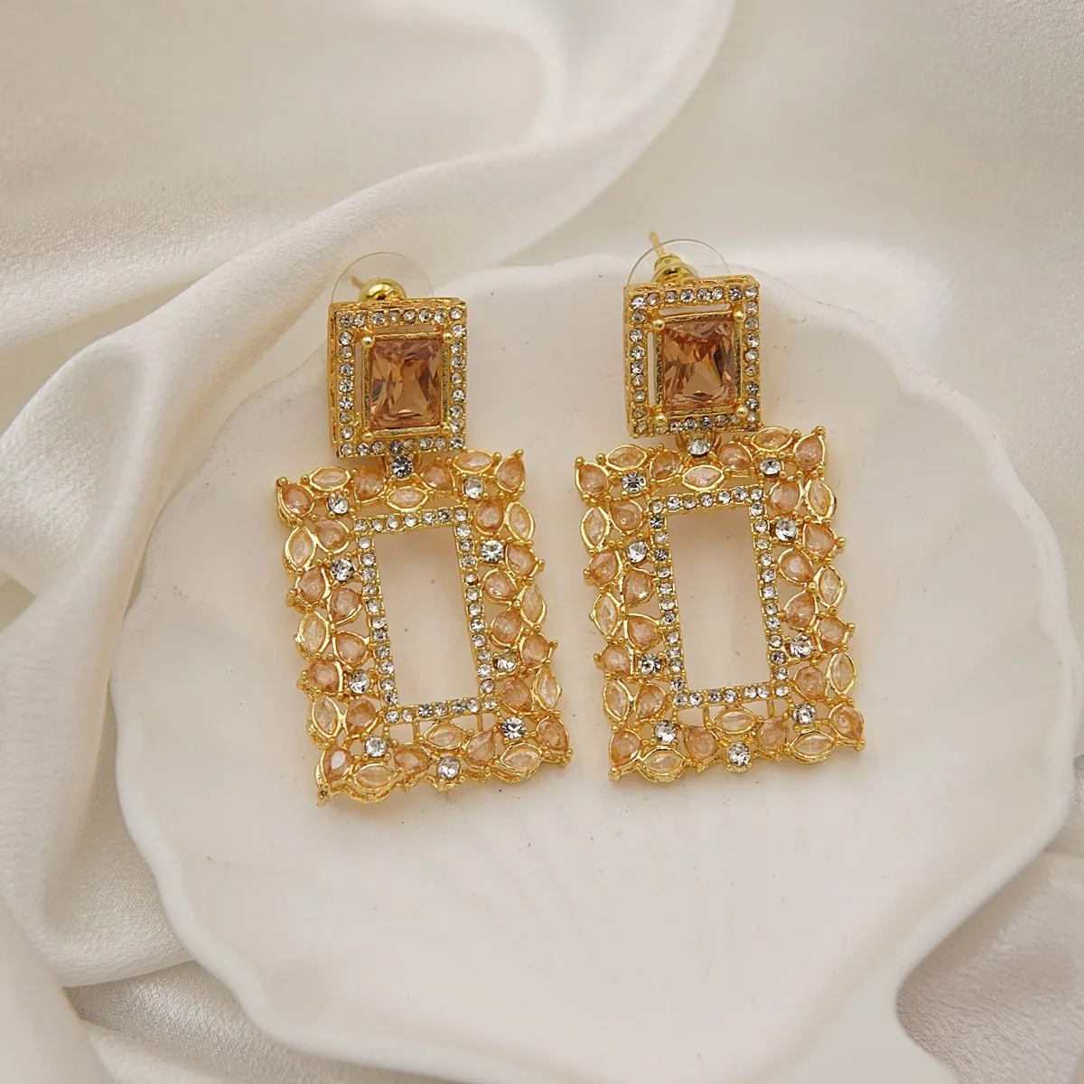 Zircons Square Bali Earrings