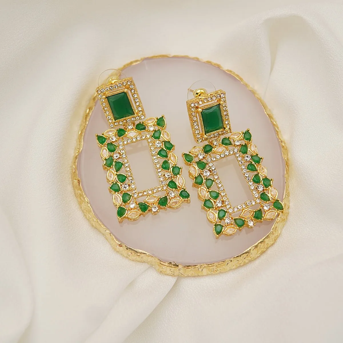 Zircons Square Bali Earrings